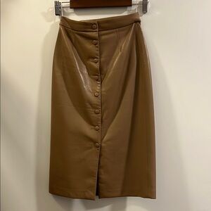 Aritzia Brown Midi Pencil Skirt with Slit